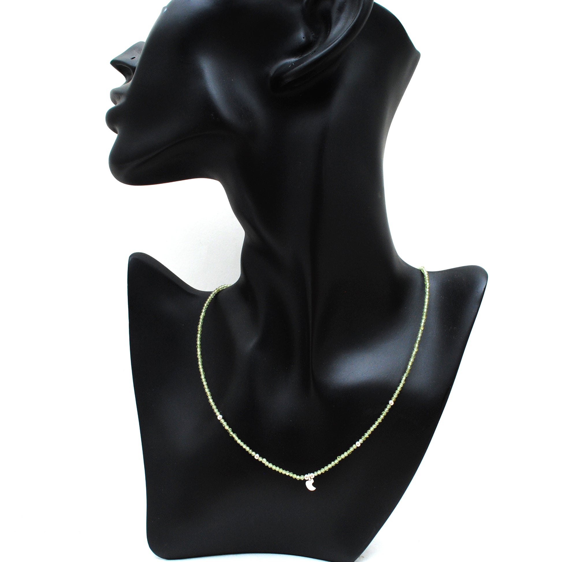 Natural Peridot Rondelle Necklace - Lifestyle Layering Styled View