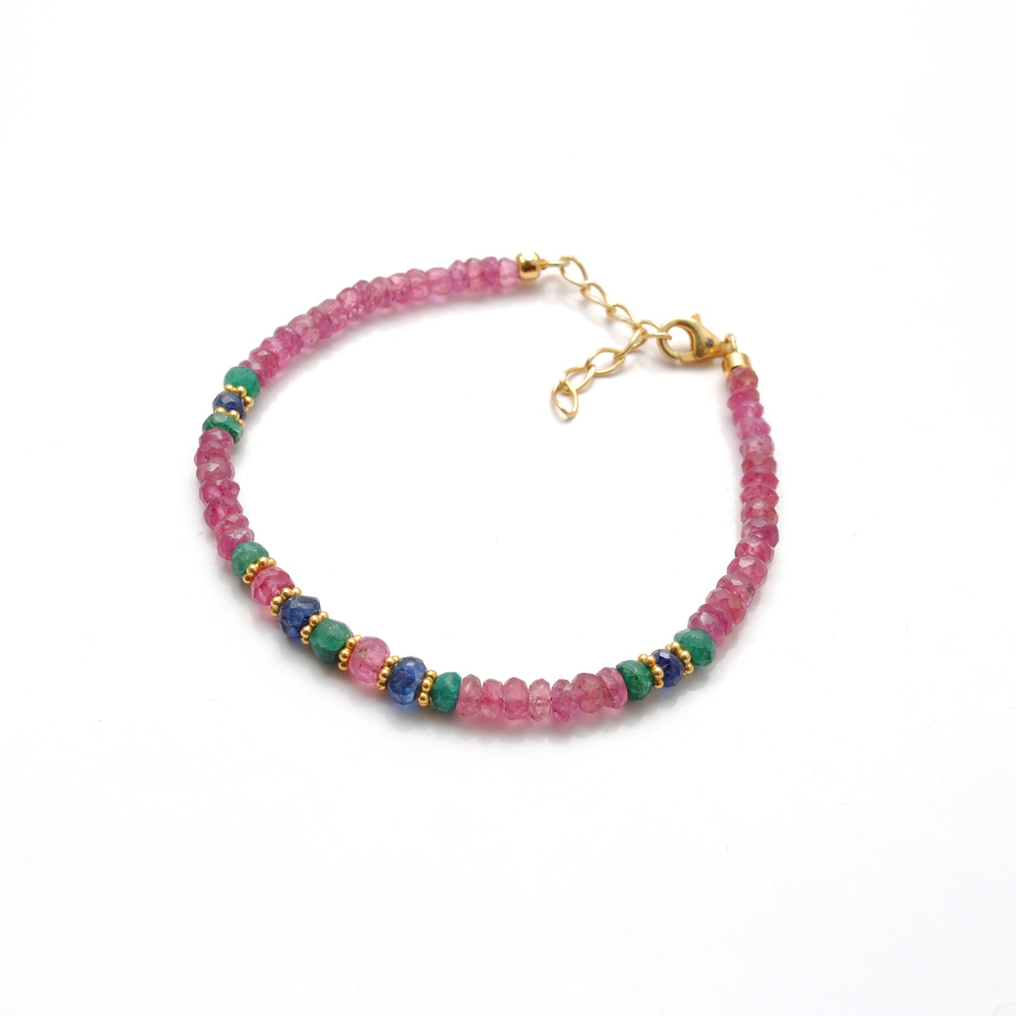 Natural Precious Gemstone Bracelet Emerald Ruby Sapphire - Clasp Detail