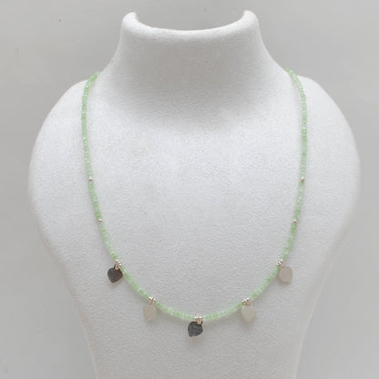 Natural Prehnite Beaded Necklace - Front View Handmade Gemstone