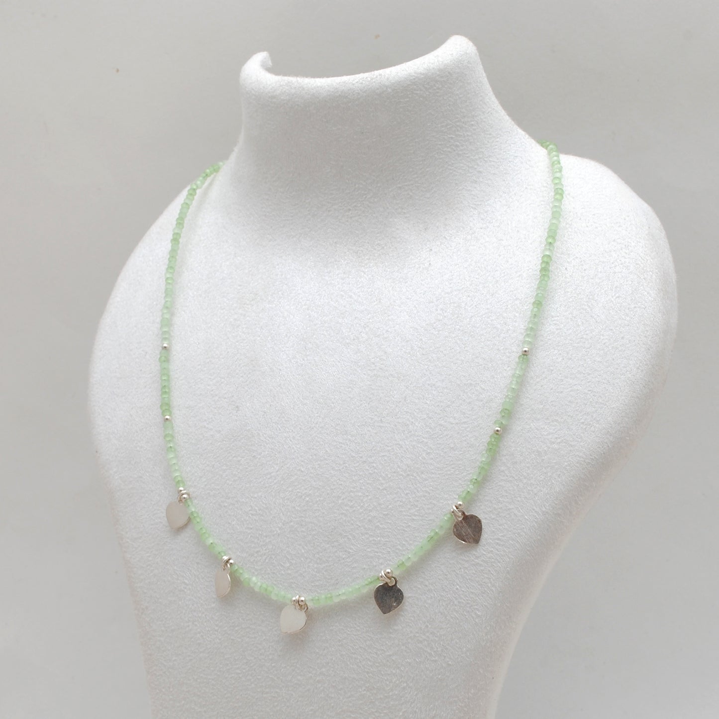 Natural Prehnite Gemstone Necklace for Women - Overhead View