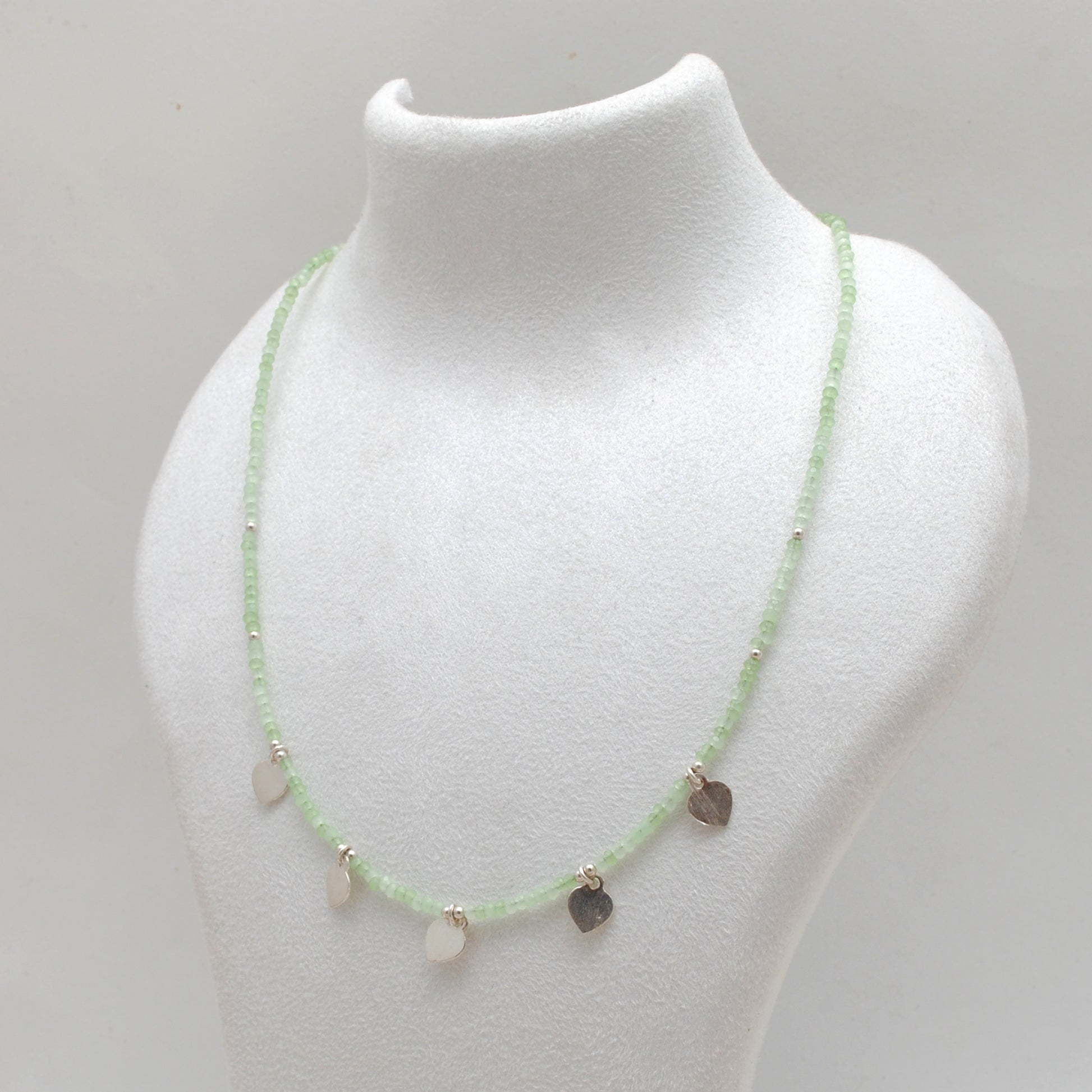 Natural Prehnite Gemstone Necklace for Women - Overhead View