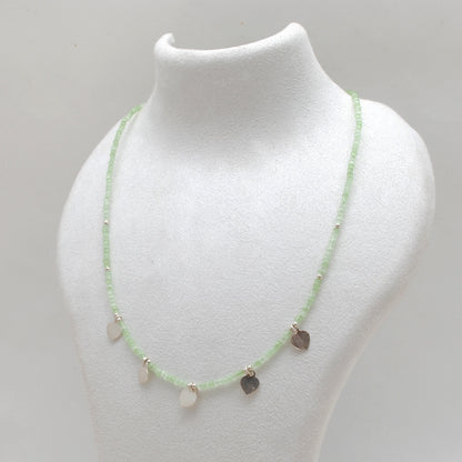 Natural Prehnite Gemstone Necklace for Women - Overhead View