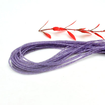 Natural purple amethyst faceted rondelle beads strand - front view