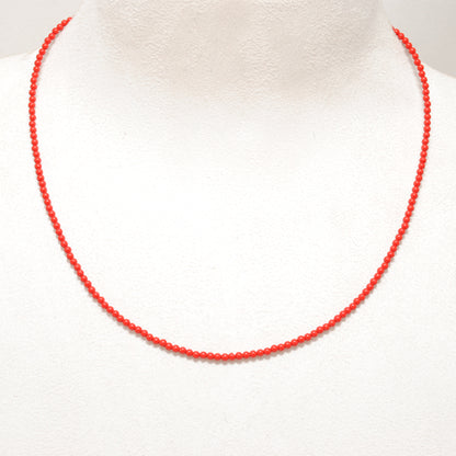 Natural Red Coral Beaded Necklace - Front View Handmade Gemstone