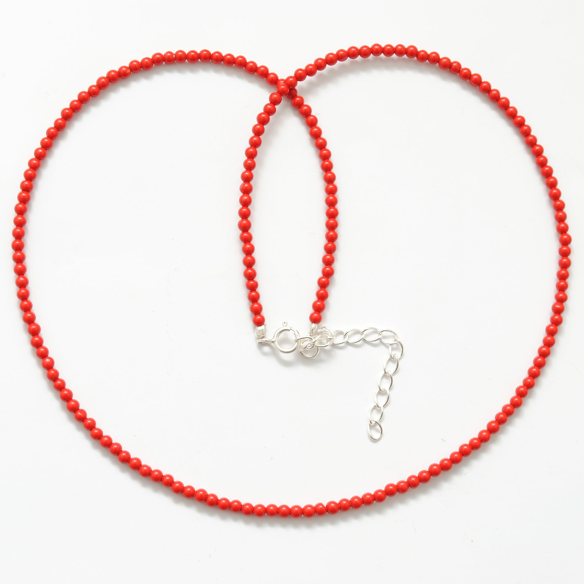 Natural Red Coral Beaded Necklace Gift for Her - Side View