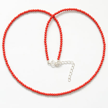 Natural Red Coral Beaded Necklace Gift for Her - Side View
