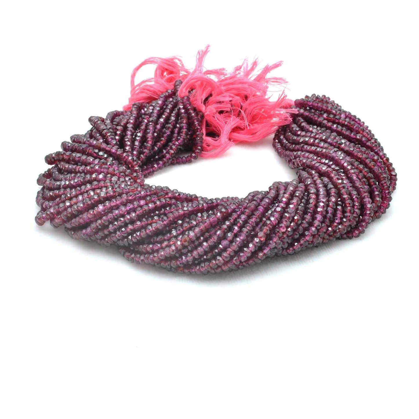 Natural red garnet rondelle beads 12.5 inch - overhead flat lay