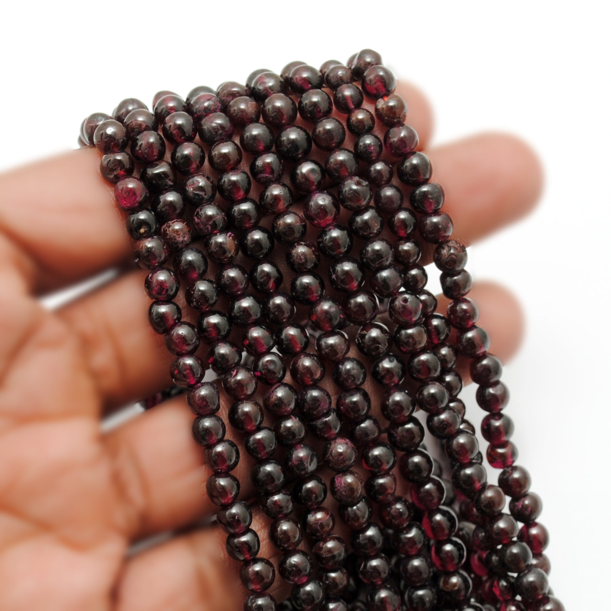 Natural rhodolite garnet beads 160 pcs strand side profile