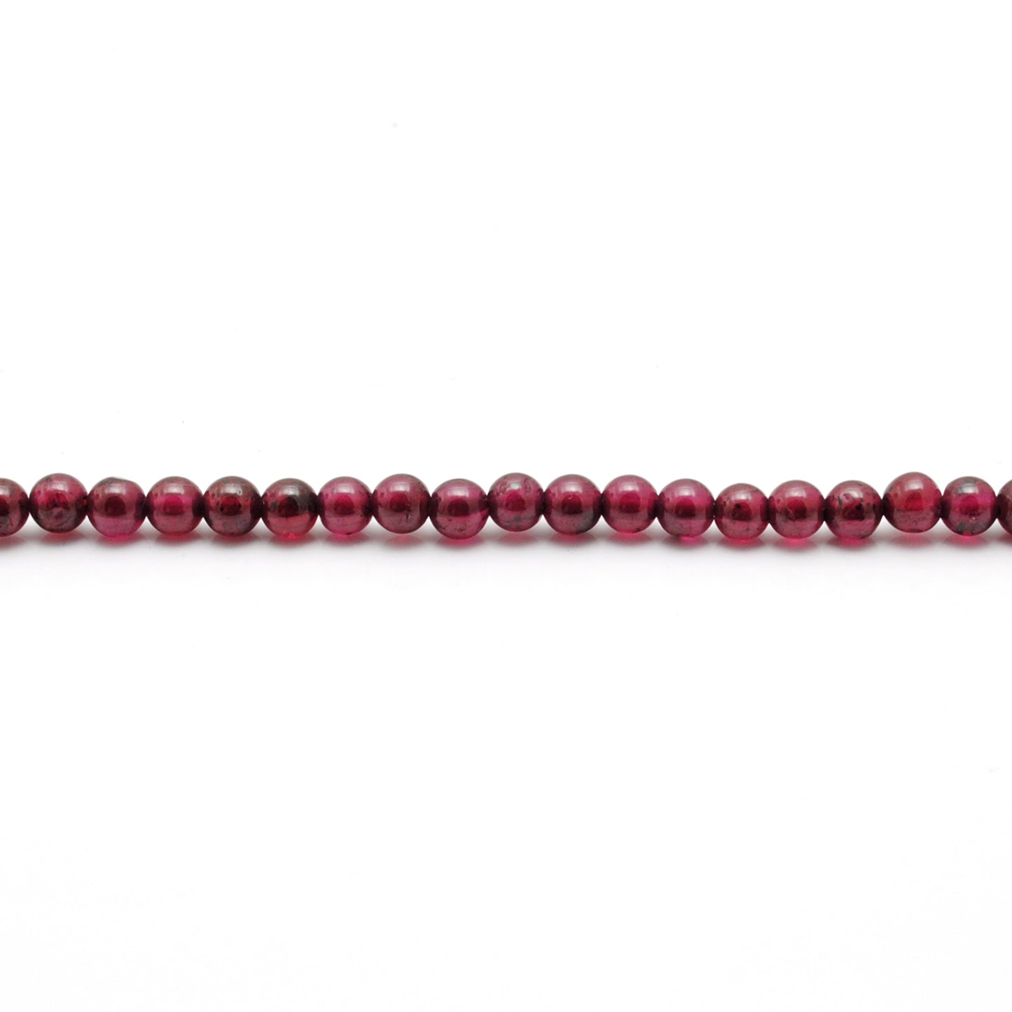 Natural rhodolite garnet round beads knotted strand view