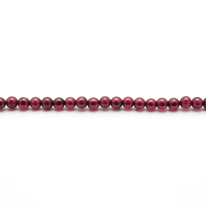 Natural rhodolite garnet round beads knotted strand view