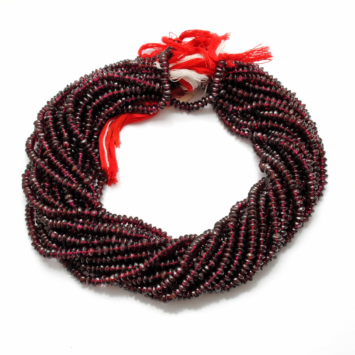 Natural rhodolite garnet button beads 4-5mm strand - front view