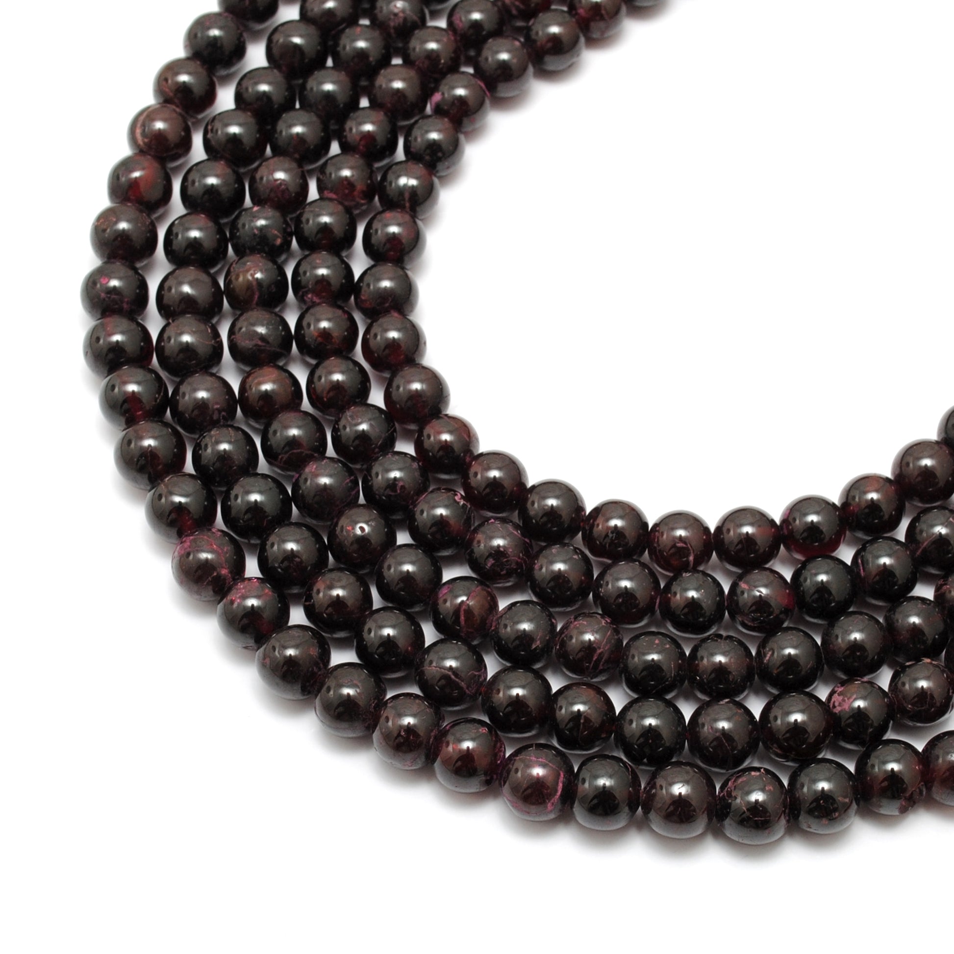 Natural rhodolite garnet round beads 4.5-7.5mm 16 inch strand 164 pcs - front view