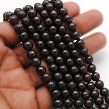 Natural rhodolite garnet beads Jaipur wholesale - side profile