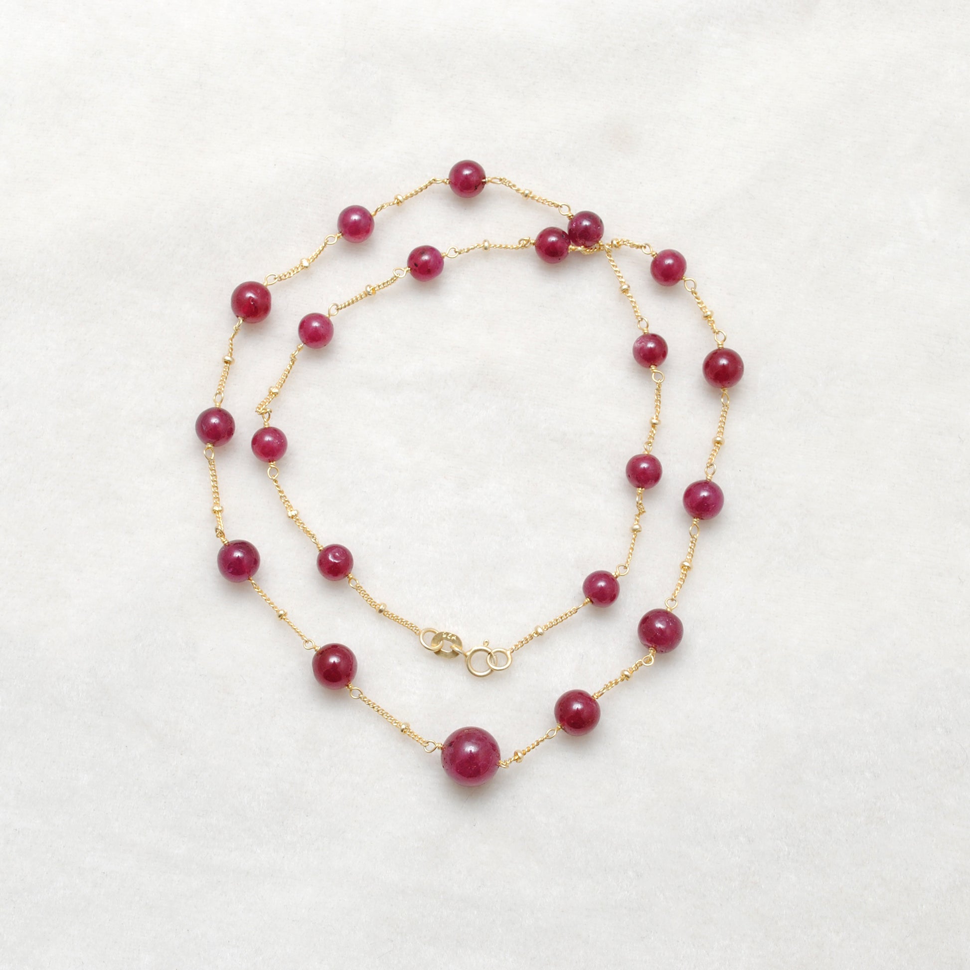 Natural Ruby Ball Bead Necklace July Birthstone Gift - Clasp Detail