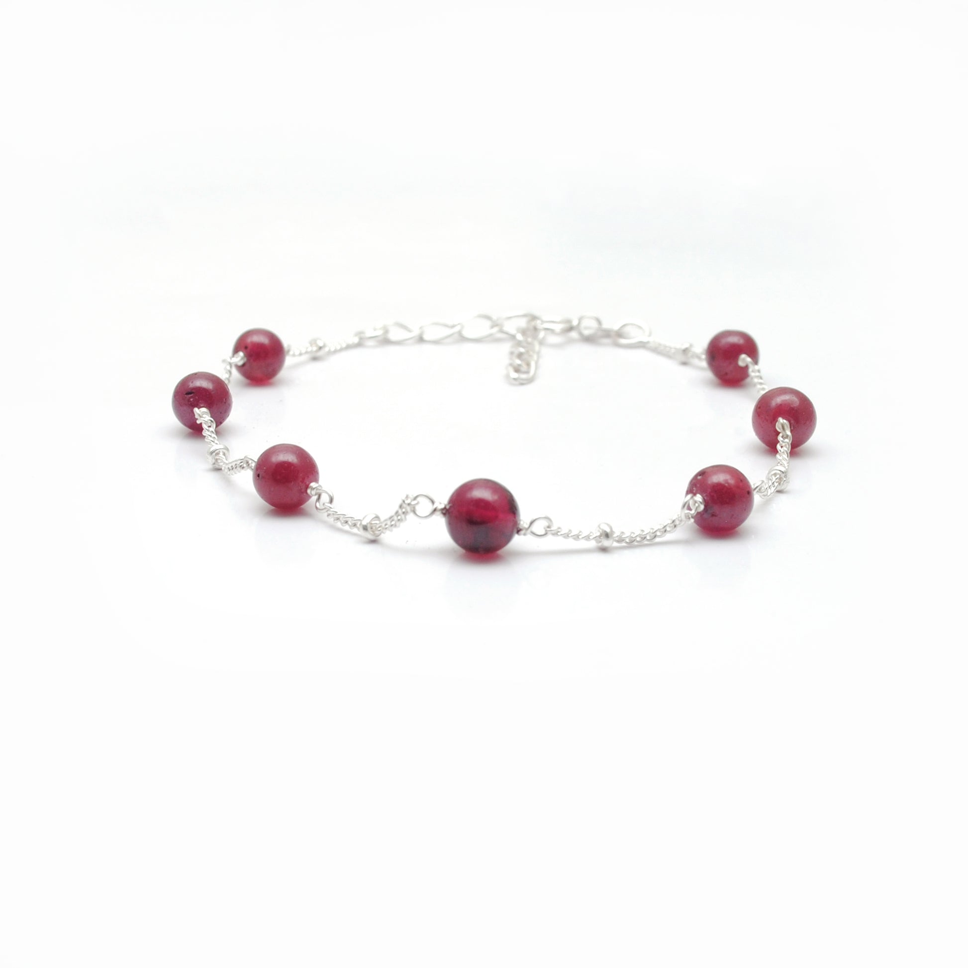 Natural Ruby Ball Bracelet - Lifestyle Stacking View
