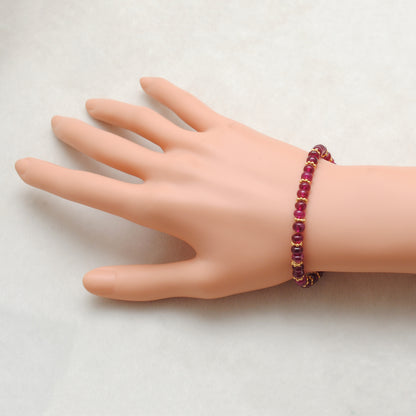 Natural Ruby Beaded Bracelet 9 Inch - Front View Handmade