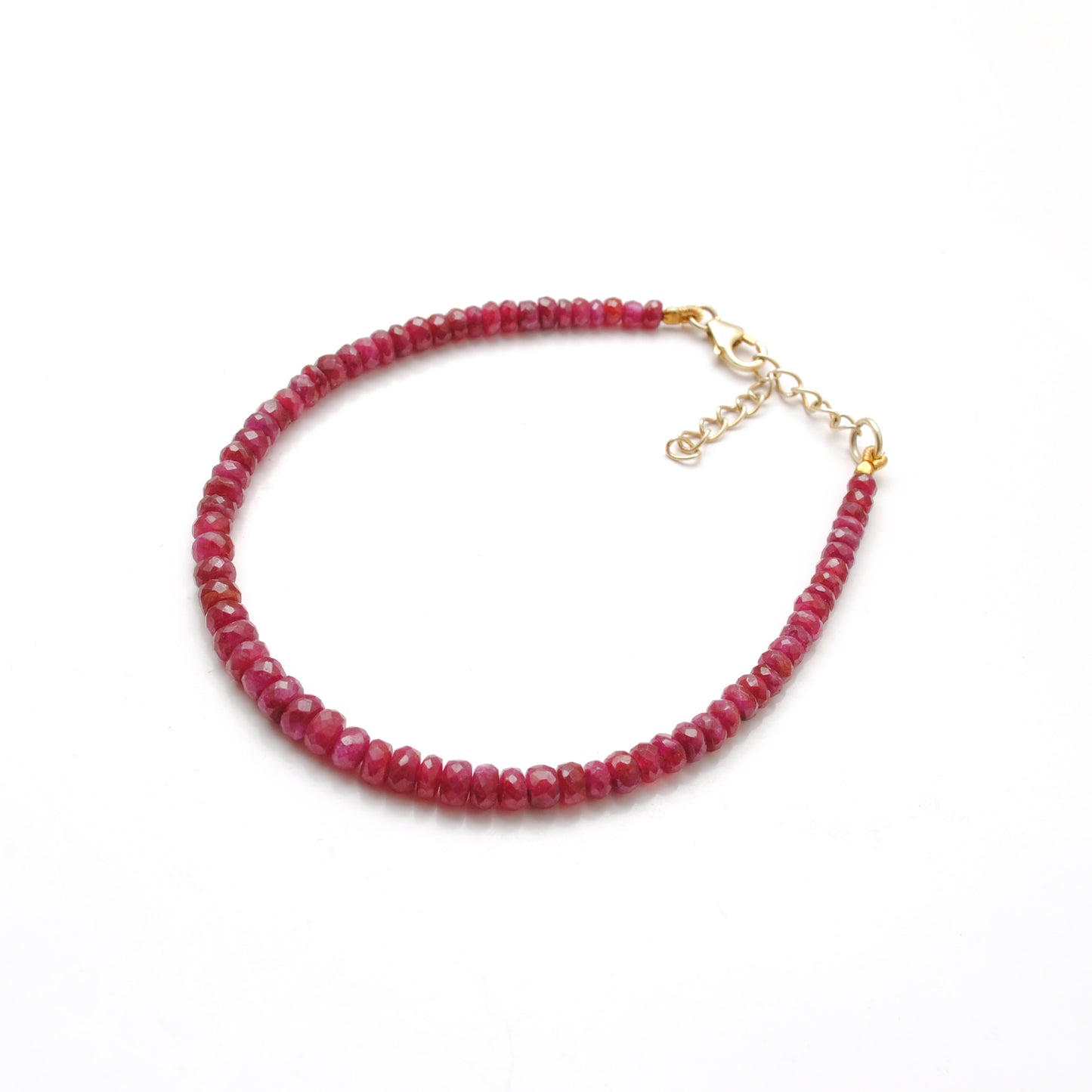 Natural Ruby Beaded Bracelet - Lifestyle Stacking View