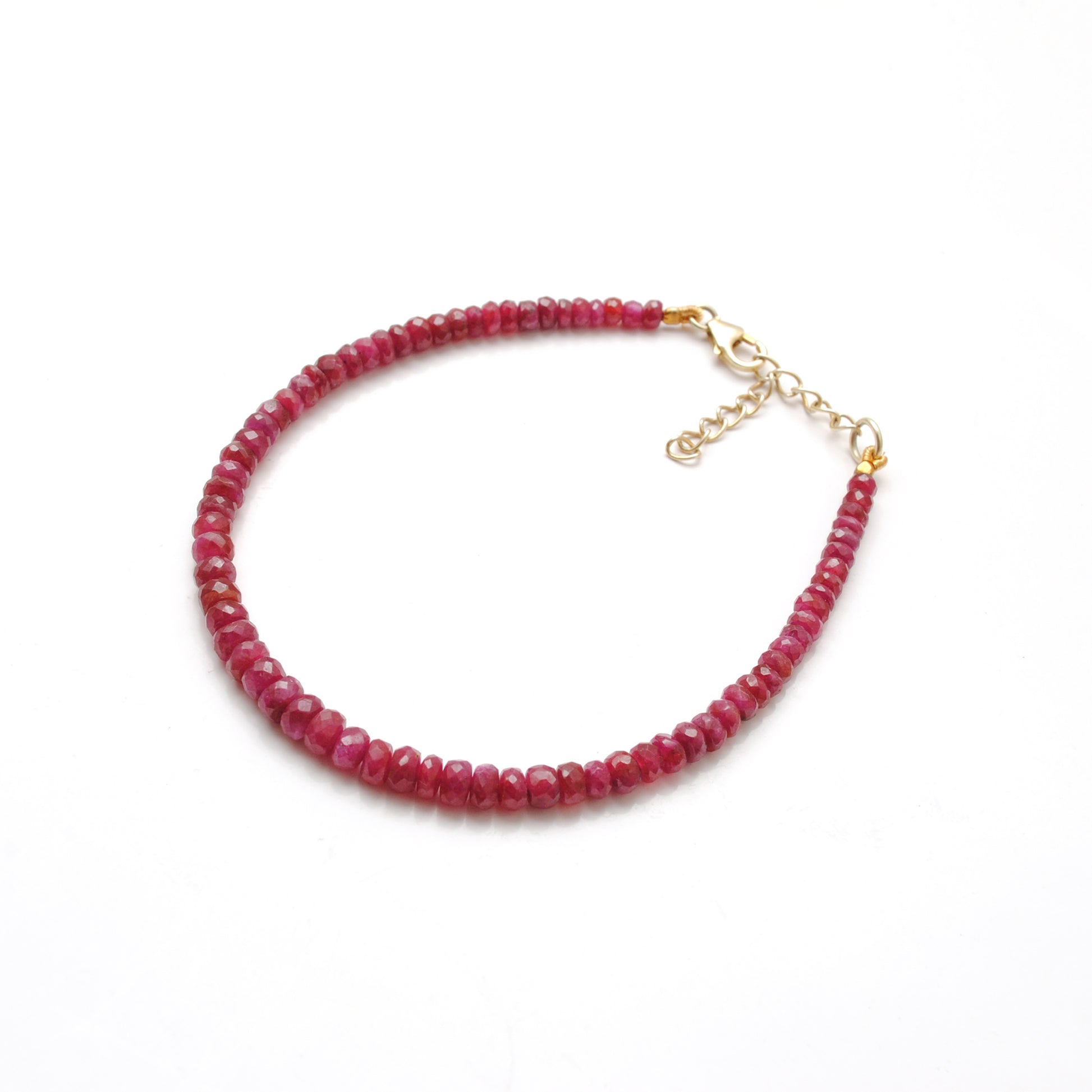 Natural Ruby Beaded Bracelet - Lifestyle Stacking View