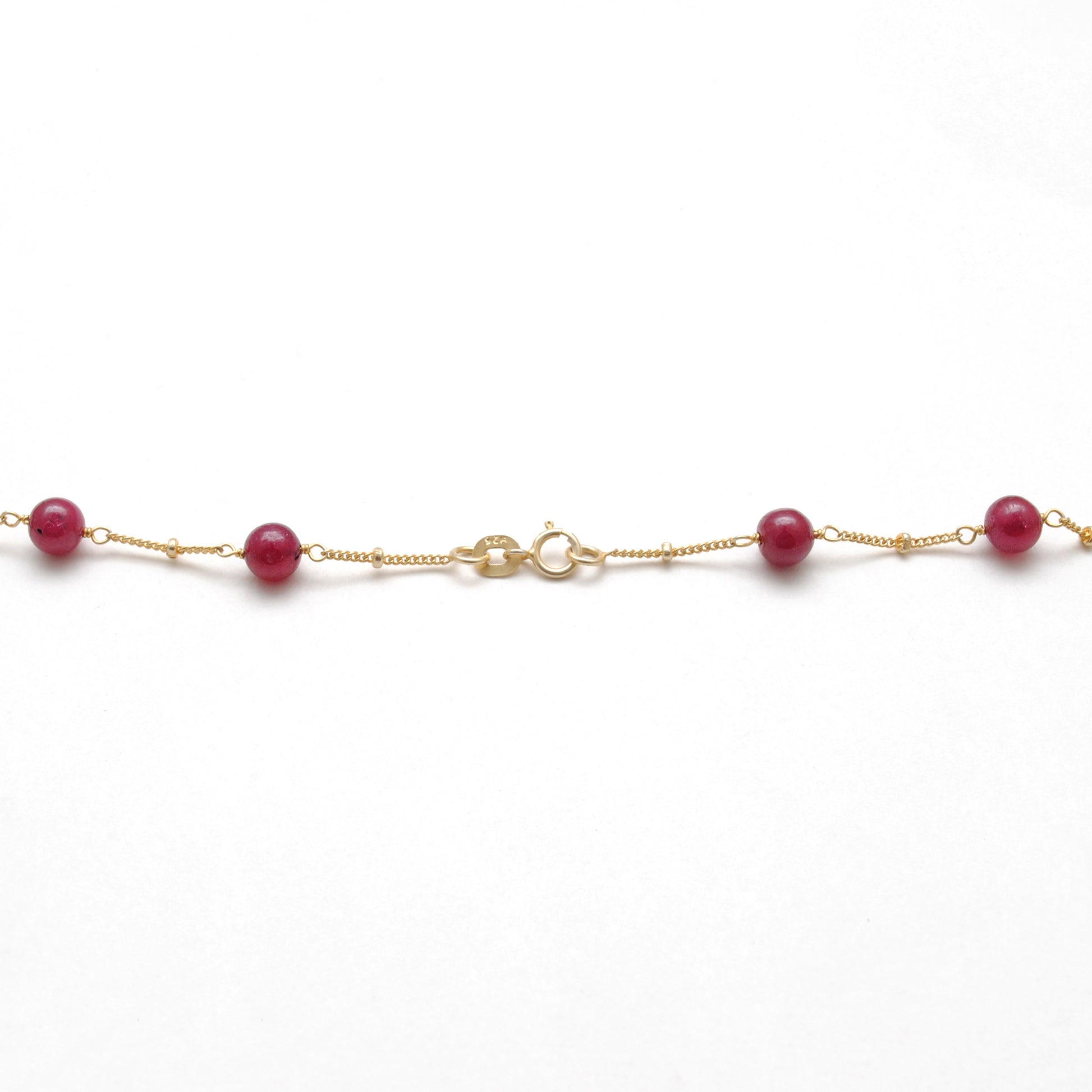 Natural Ruby Beaded Gold Necklace Jaipur - Scale Reference View