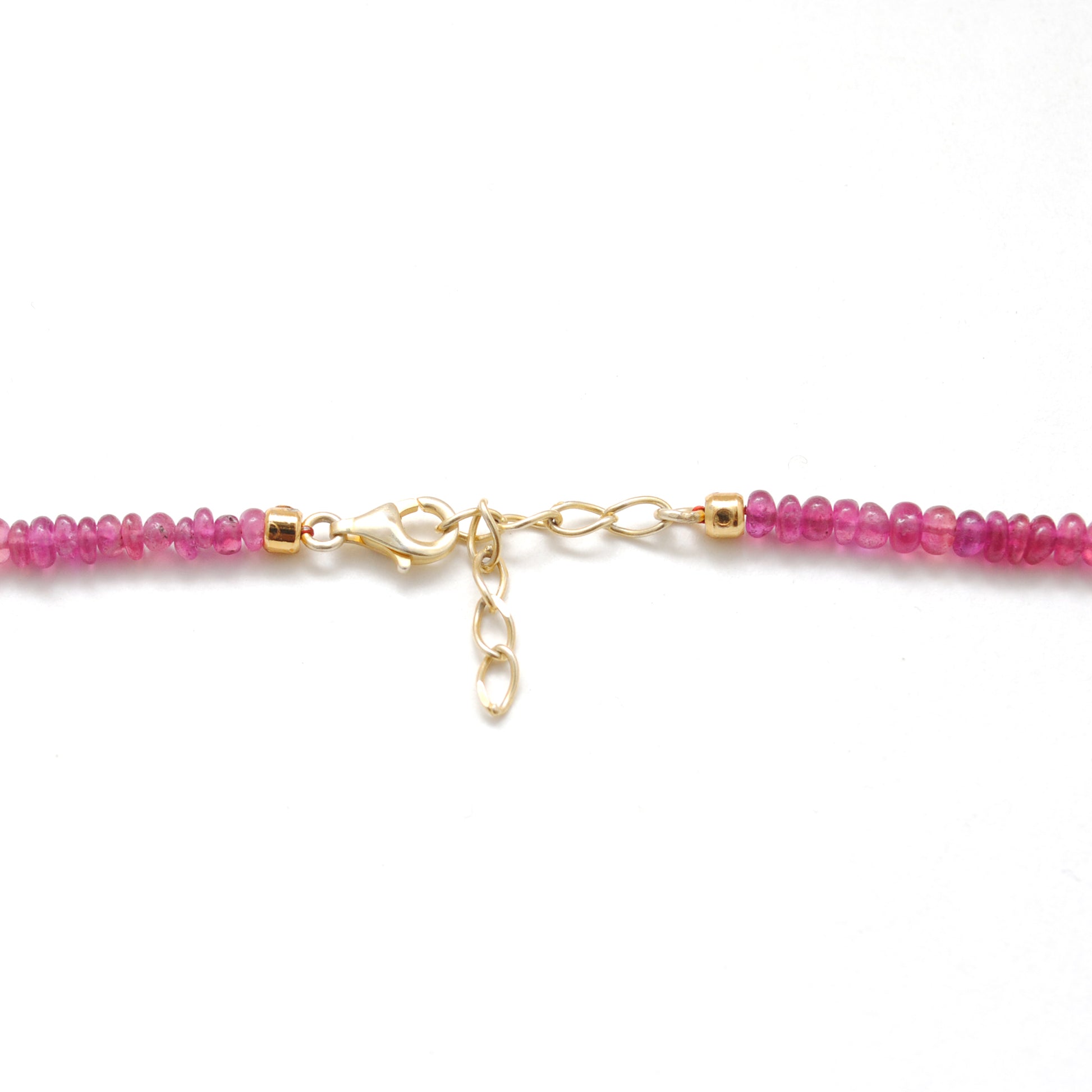 Natural Ruby Beaded Pendant Necklace July Birthstone - Side Profile