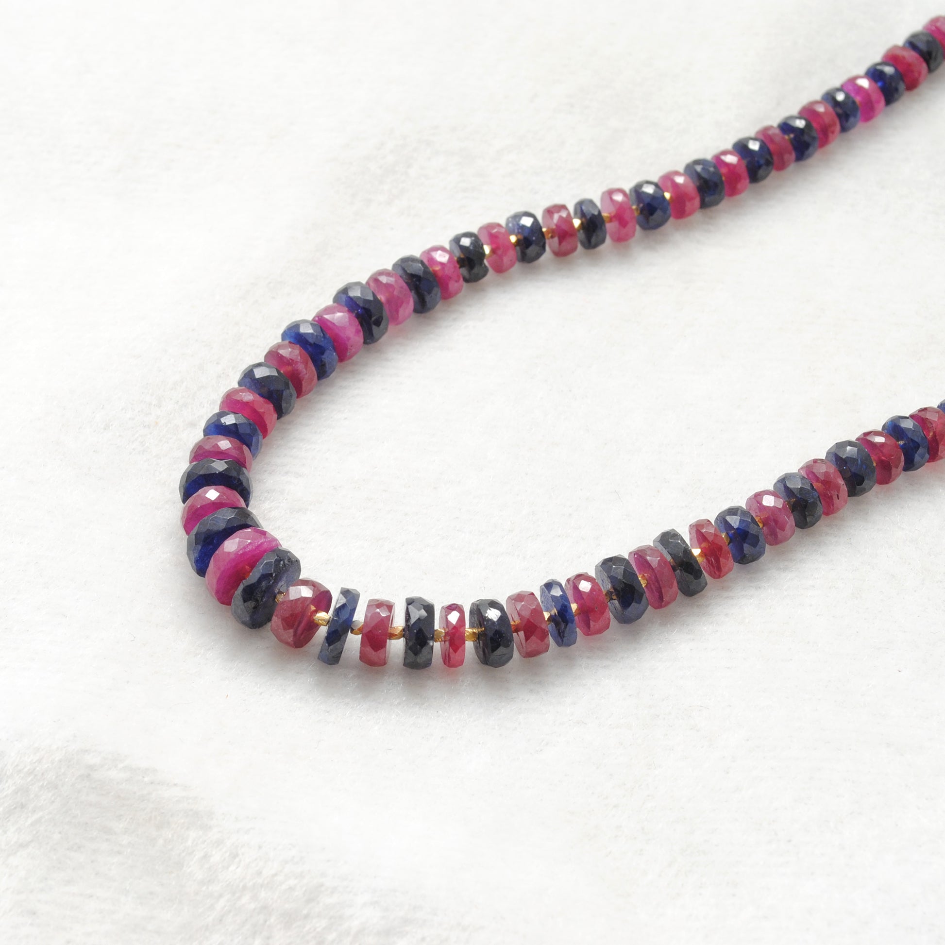Natural Ruby and Blue Sapphire Necklace - Styled Lifestyle View