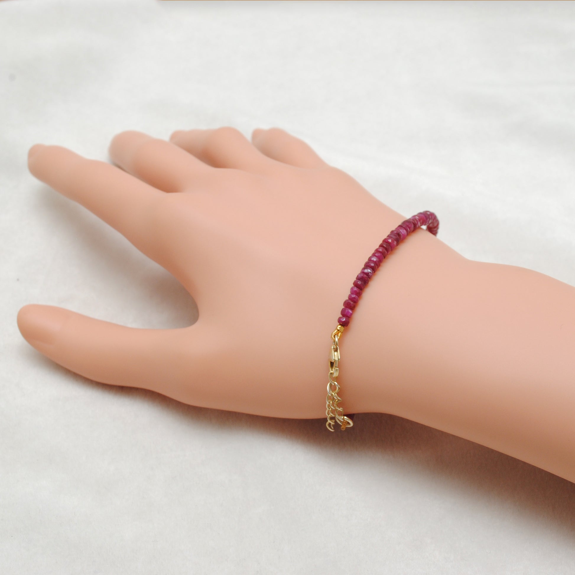 Natural Ruby Bracelet July Birthstone Gift - Overhead View