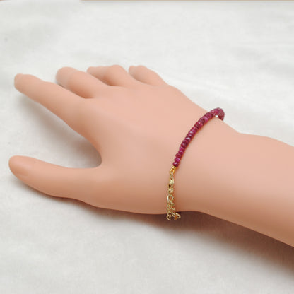 Natural Ruby Bracelet July Birthstone Gift - Overhead View