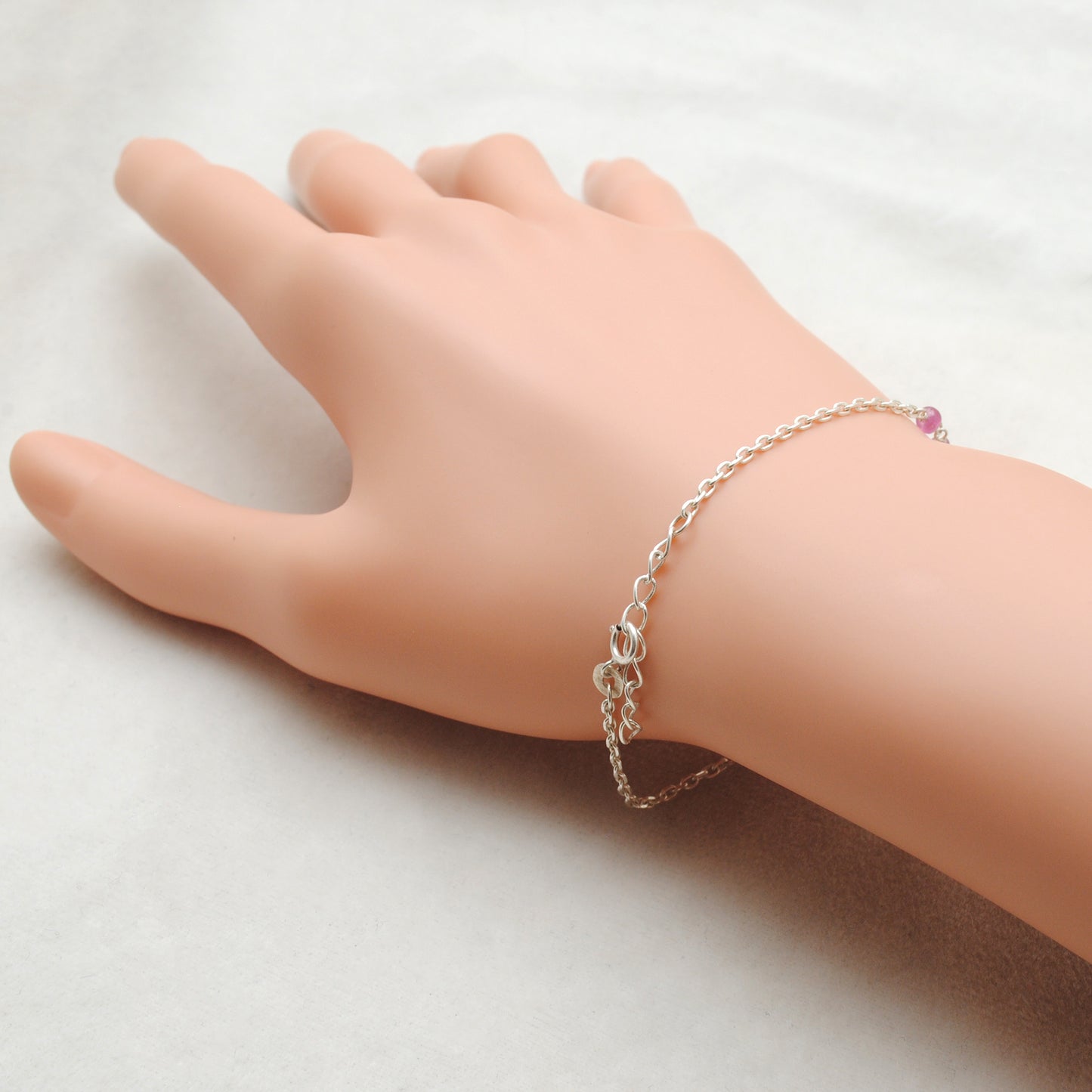 Natural Ruby Dainty Beaded Bracelet - Stacking Styled View