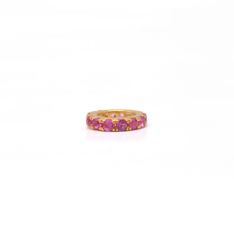 Natural Ruby Diamond Cut Rondelle Bead in 14K Solid Gold – Close Up Detail
