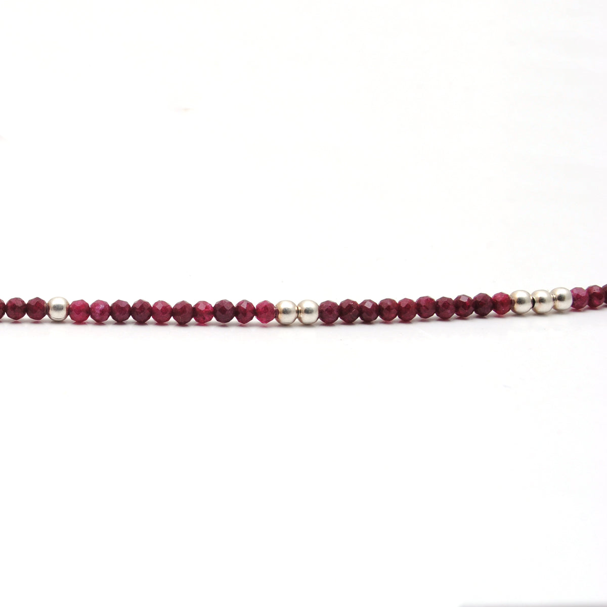 Natural Ruby Faceted Rondelle Gemstone Necklace - Overhead View