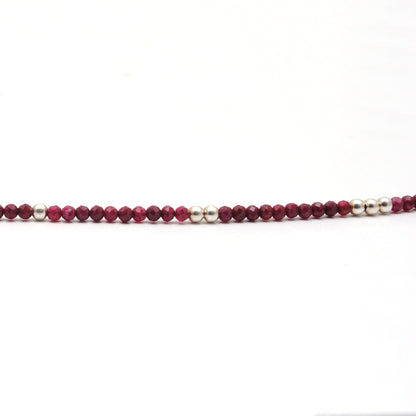 Natural Ruby Faceted Rondelle Gemstone Necklace - Overhead View