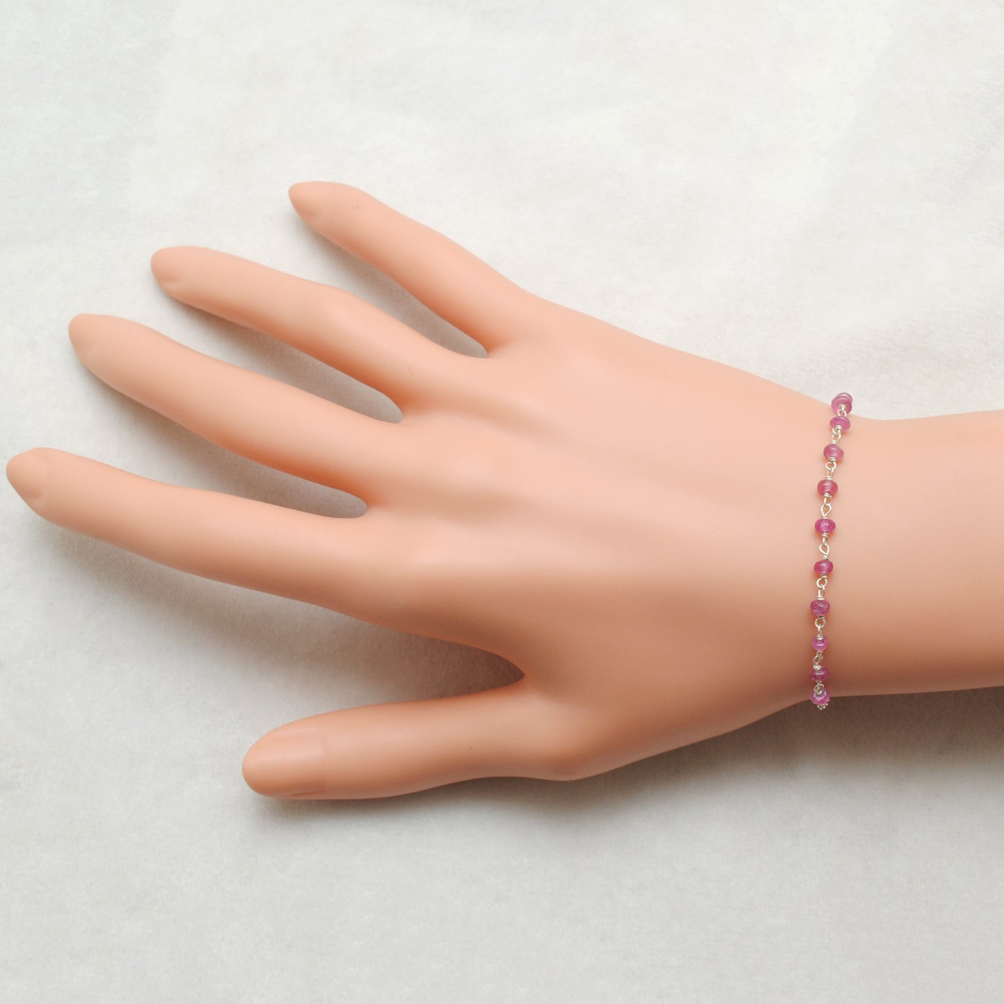 Natural Ruby Minimalist Beaded Bracelet - Front View Handmade