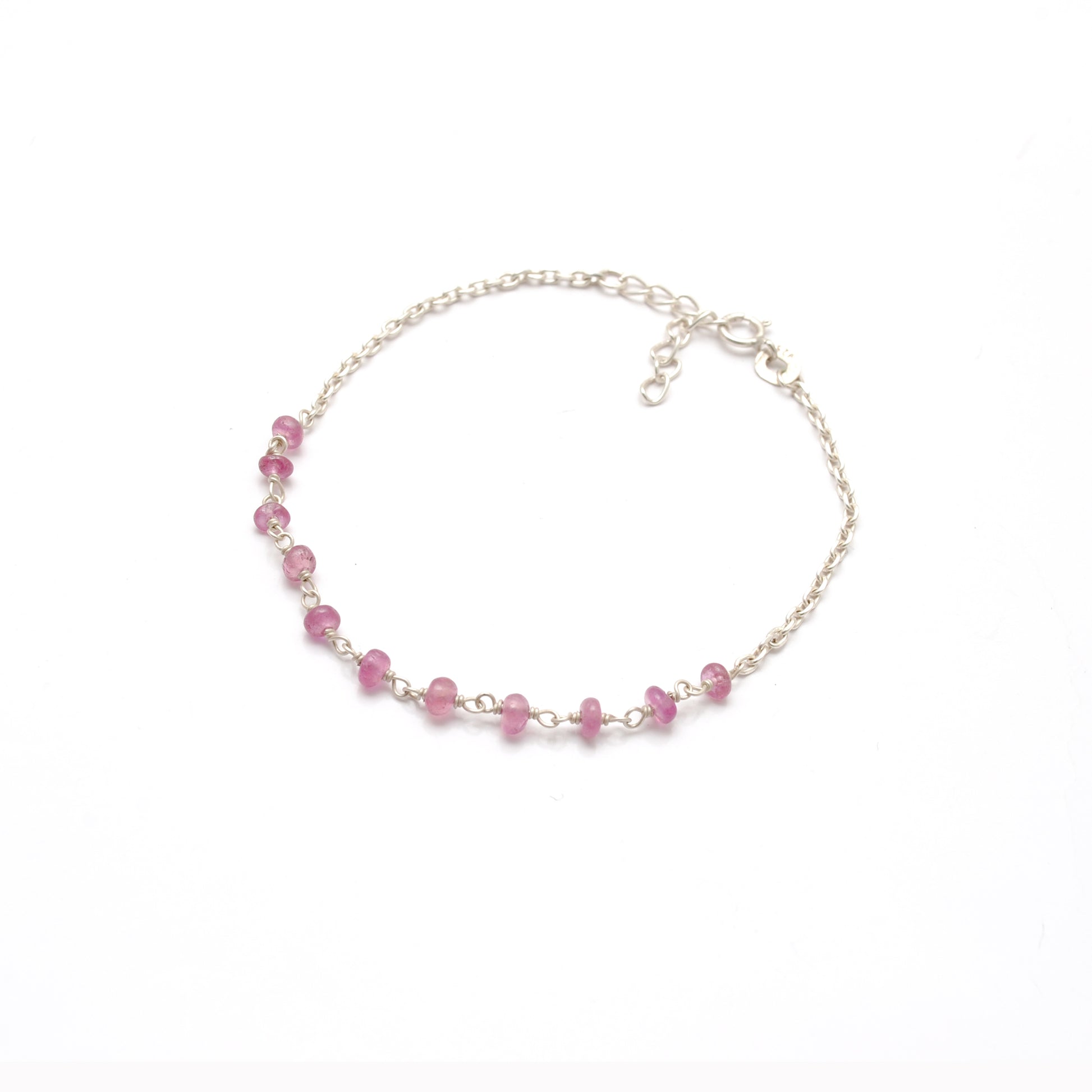 Natural Ruby Minimalist Bracelet July Birthstone - Overhead View