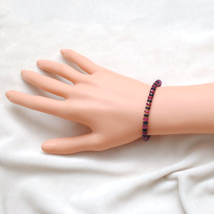 Natural Ruby Multi-Color Sapphire Beaded Bracelet - Front View