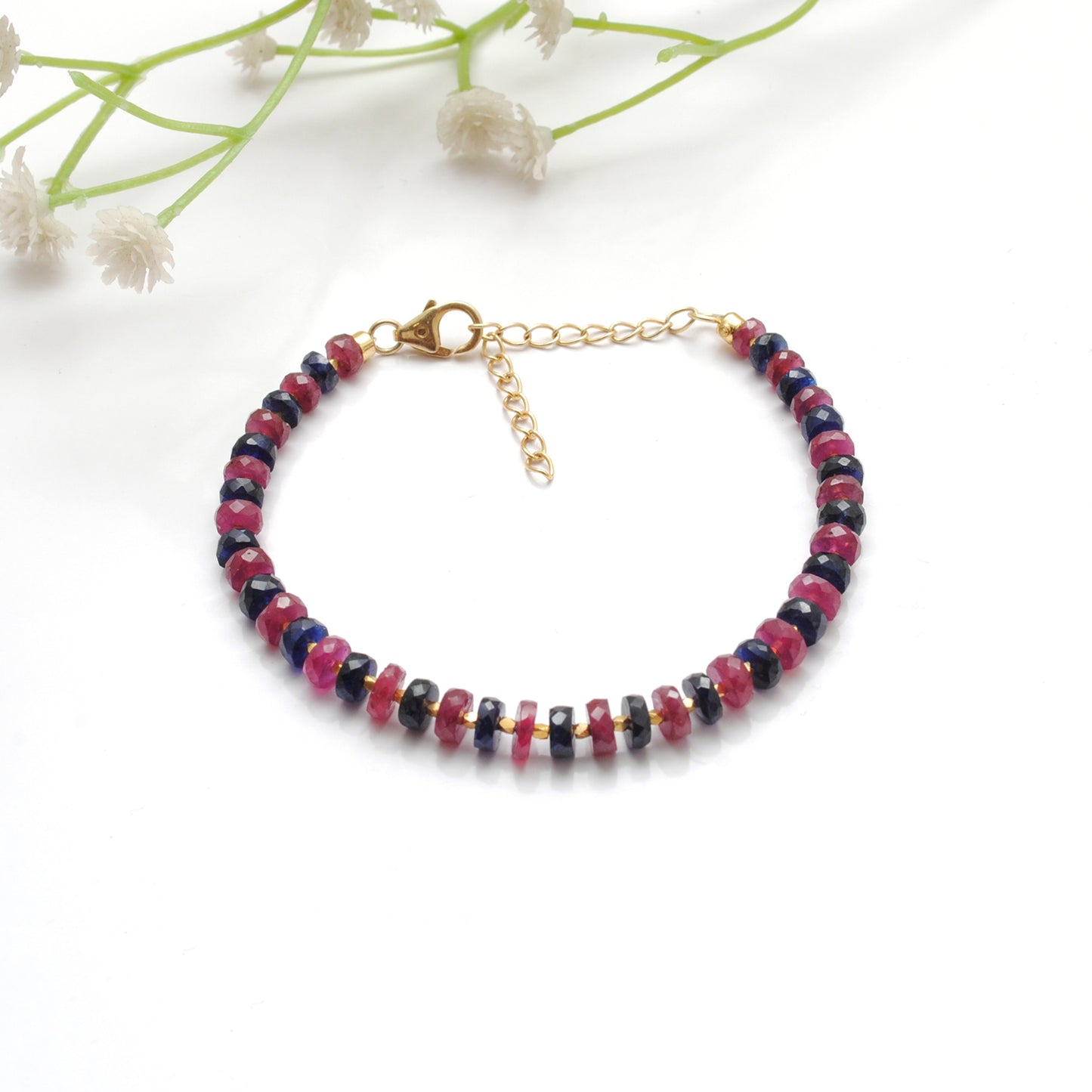 Natural Ruby Multi-Sapphire Bracelet - Lifestyle Flat Lay