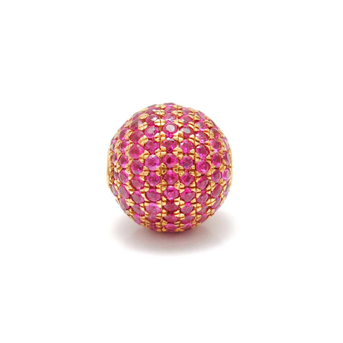 Natural Ruby Pavé Sphere Bead 14K Gold – Close-Up Detail