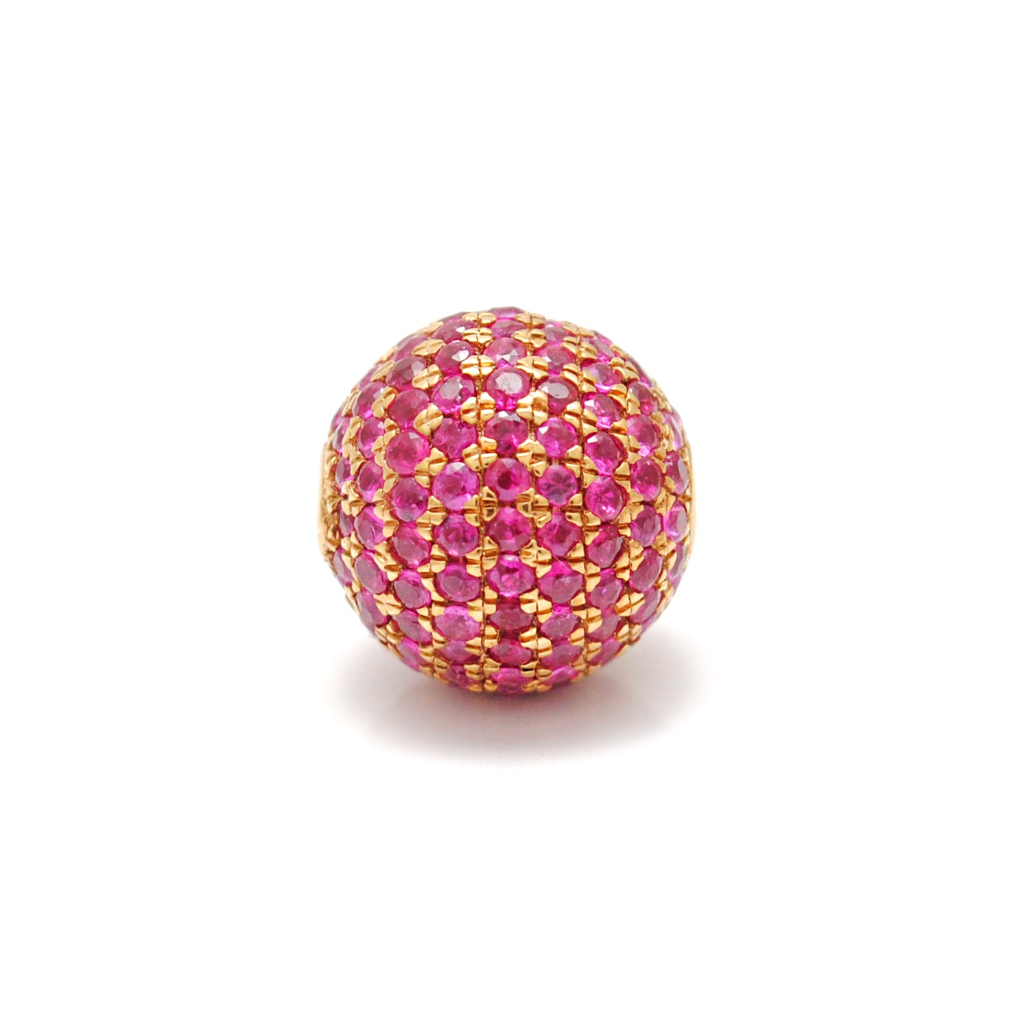 Natural Ruby Pavé Sphere Bead 14K Gold – Close-Up Detail
