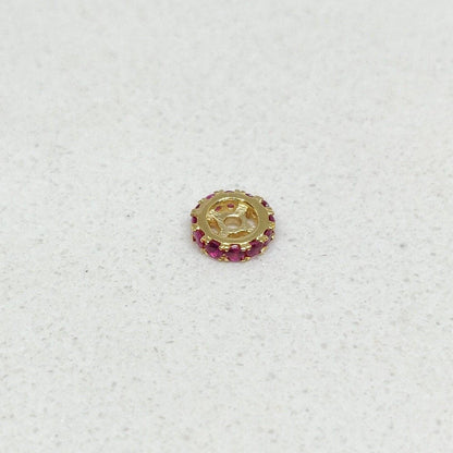 Natural Ruby Wheel Rondelle Spacer 14K Gold – Close-Up Detail