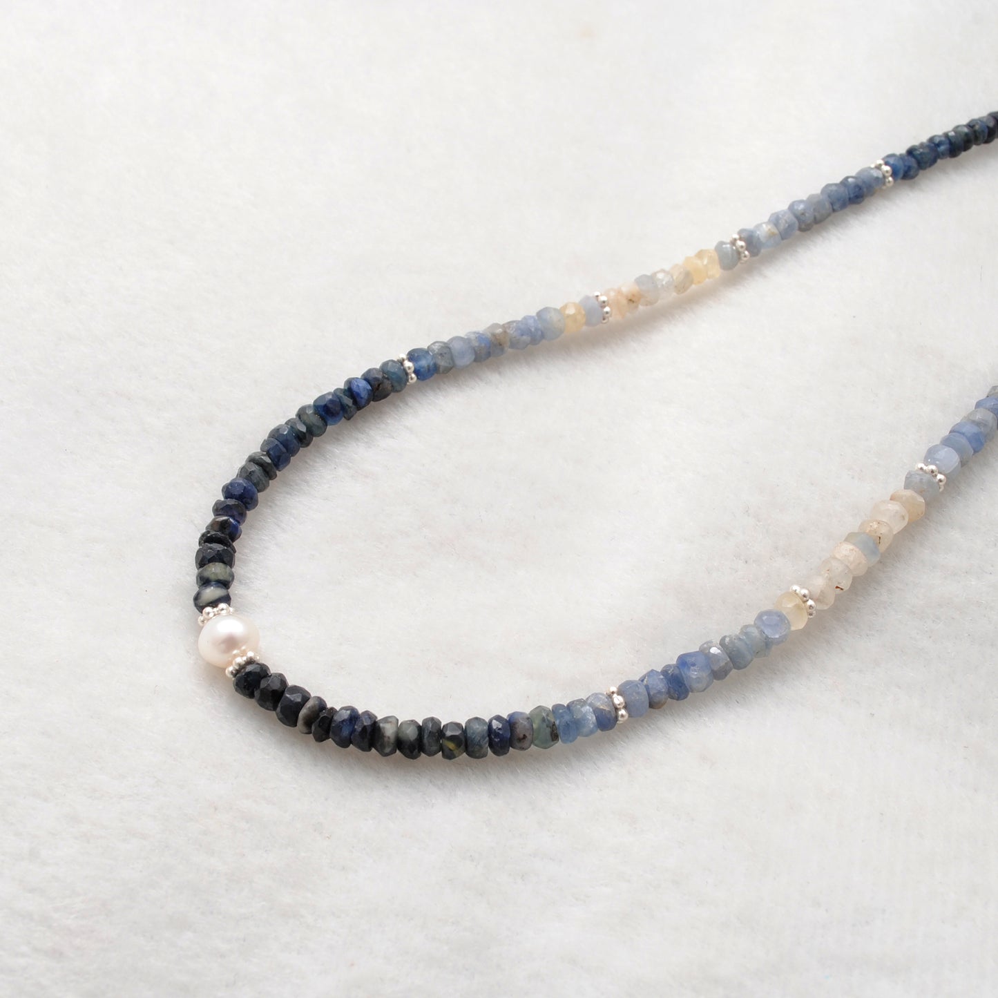 Natural Sapphire Pearl Gemstone Necklace for Women - Side View