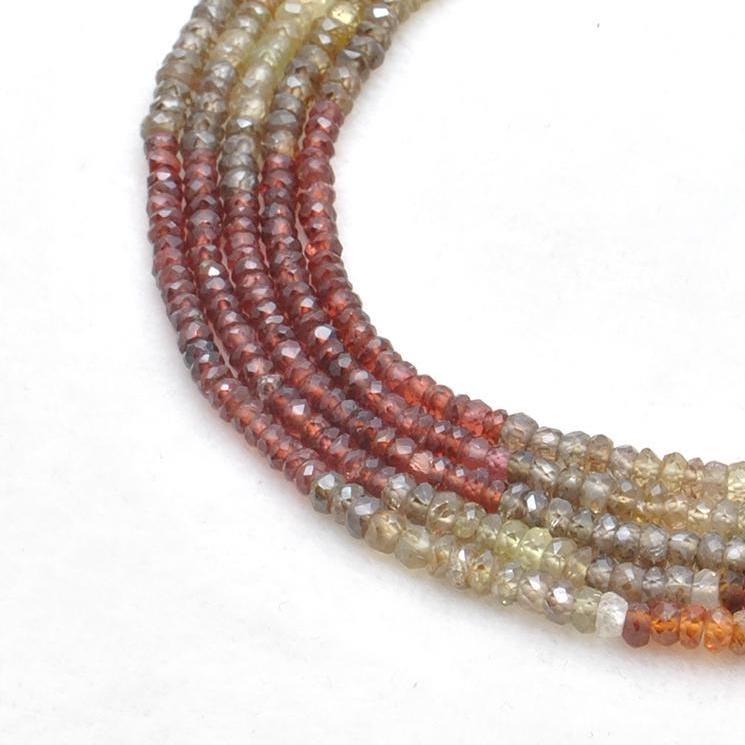 Natural sapphire rondelle gemstone beads 13 inch strand - front view