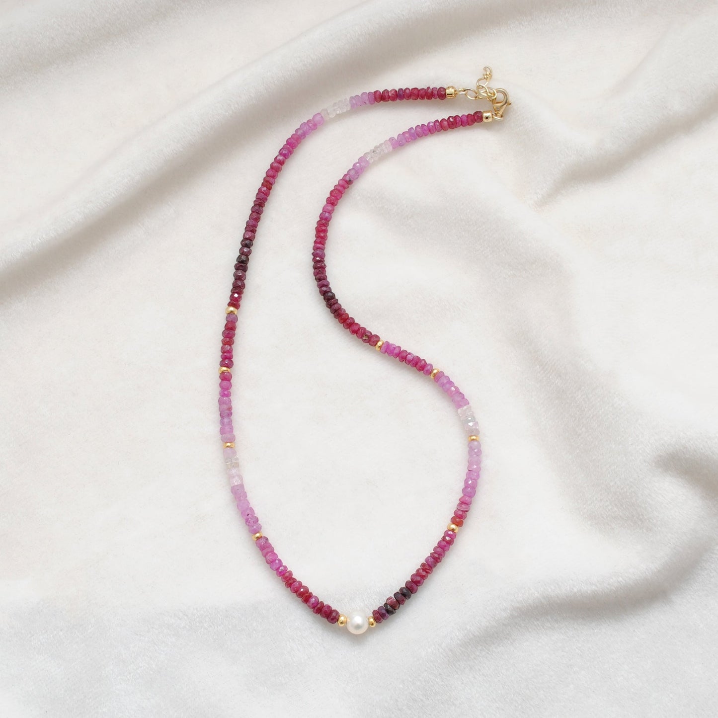 Natural Shaded Ruby Pearl Necklace for Women - Side View Jaipur