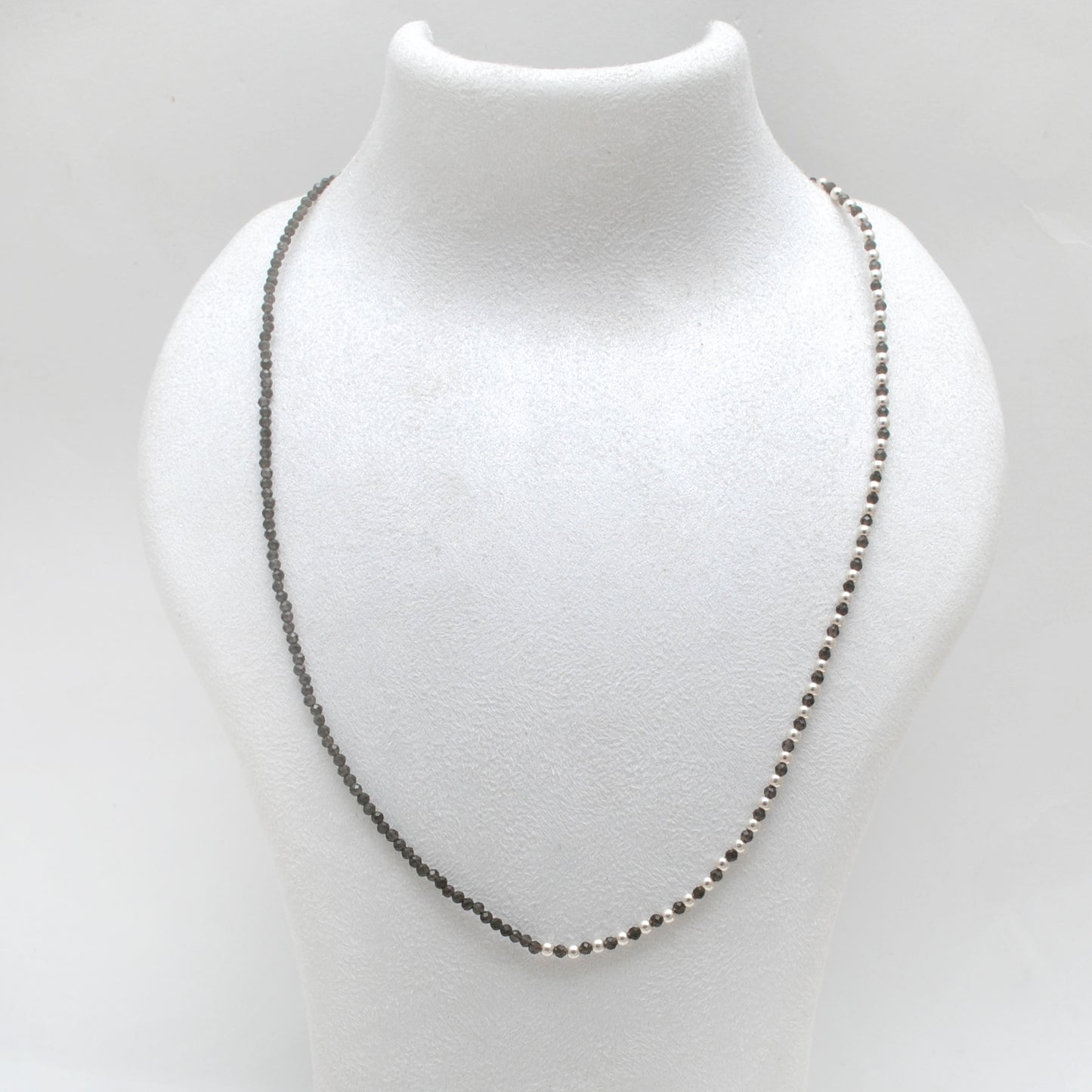Natural Smoky Quartz Faceted Beaded Necklace - Front View Handmade
