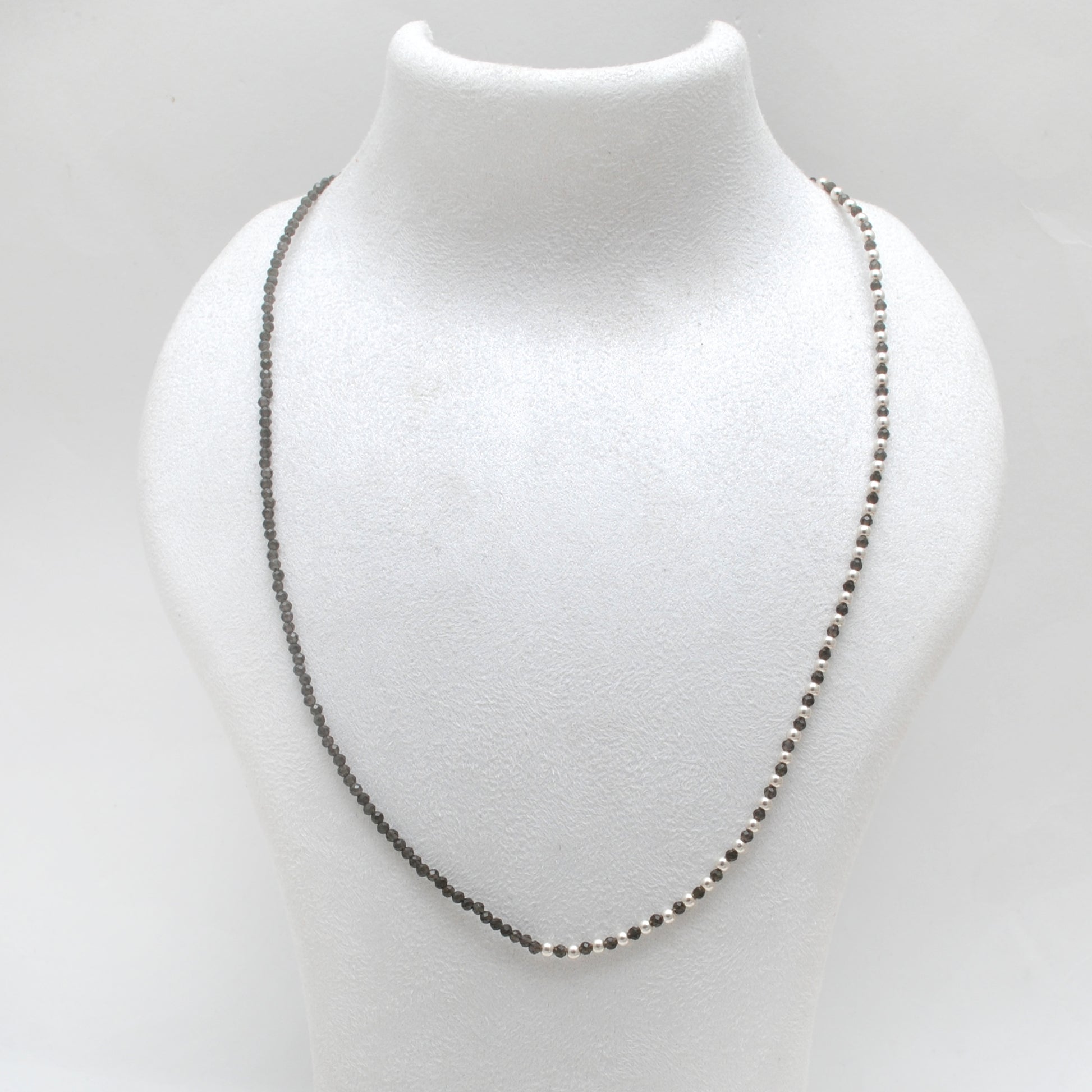 Natural Smoky Quartz Faceted Beaded Necklace - Front View Handmade