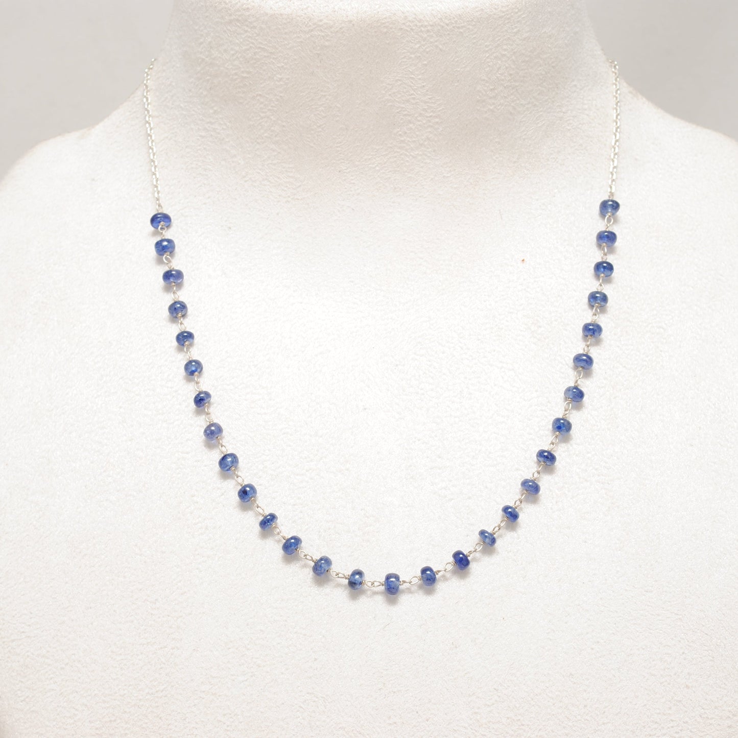 Natural Tanzanite Beaded Necklace - Front View Blue Violet Gemstone