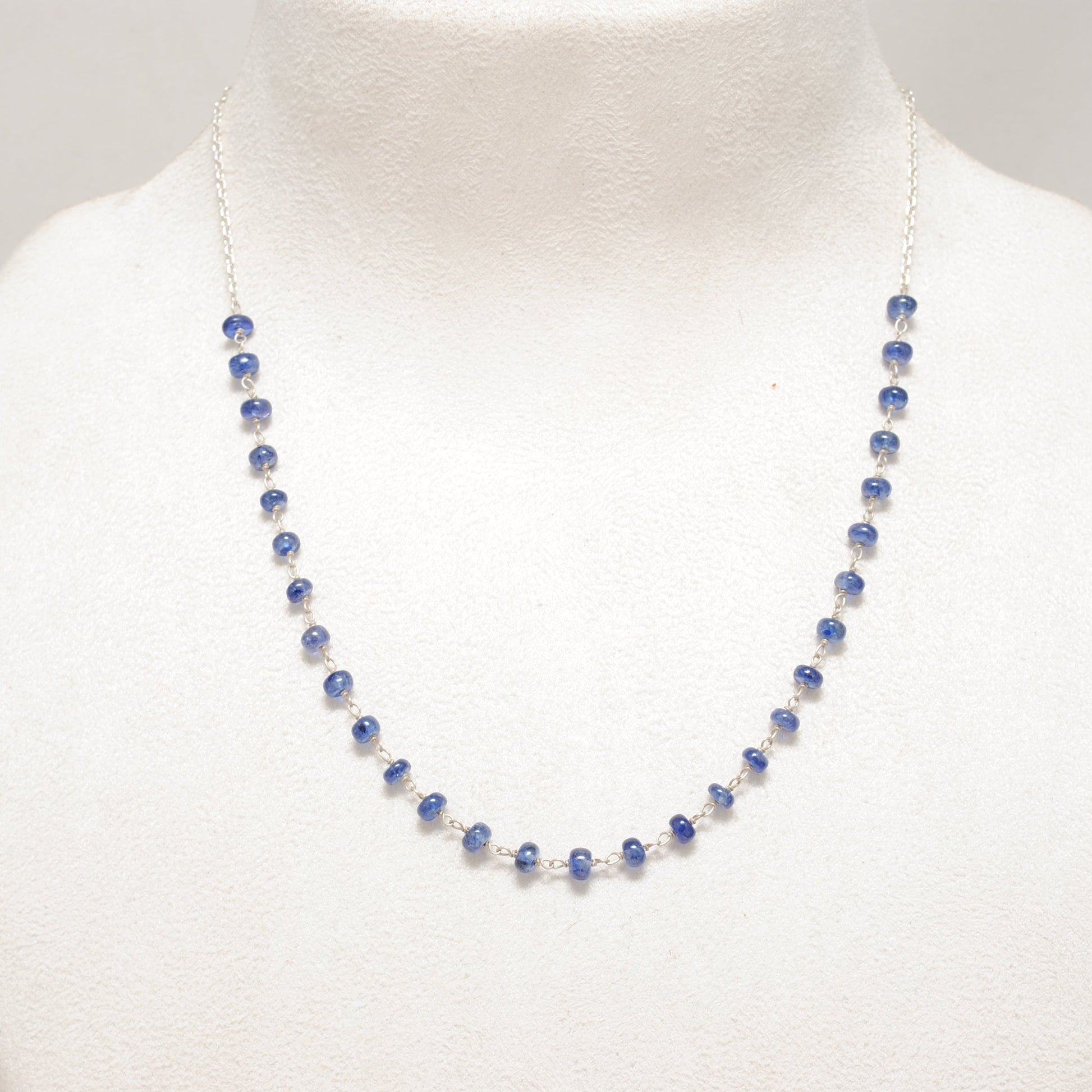 Natural Tanzanite Beaded Necklace - Front View Blue Violet Gemstone