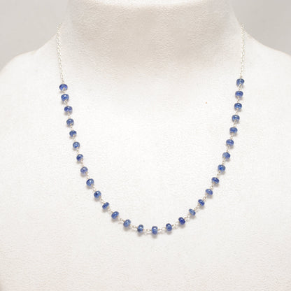 Natural Tanzanite Beaded Necklace - Front View Blue Violet Gemstone