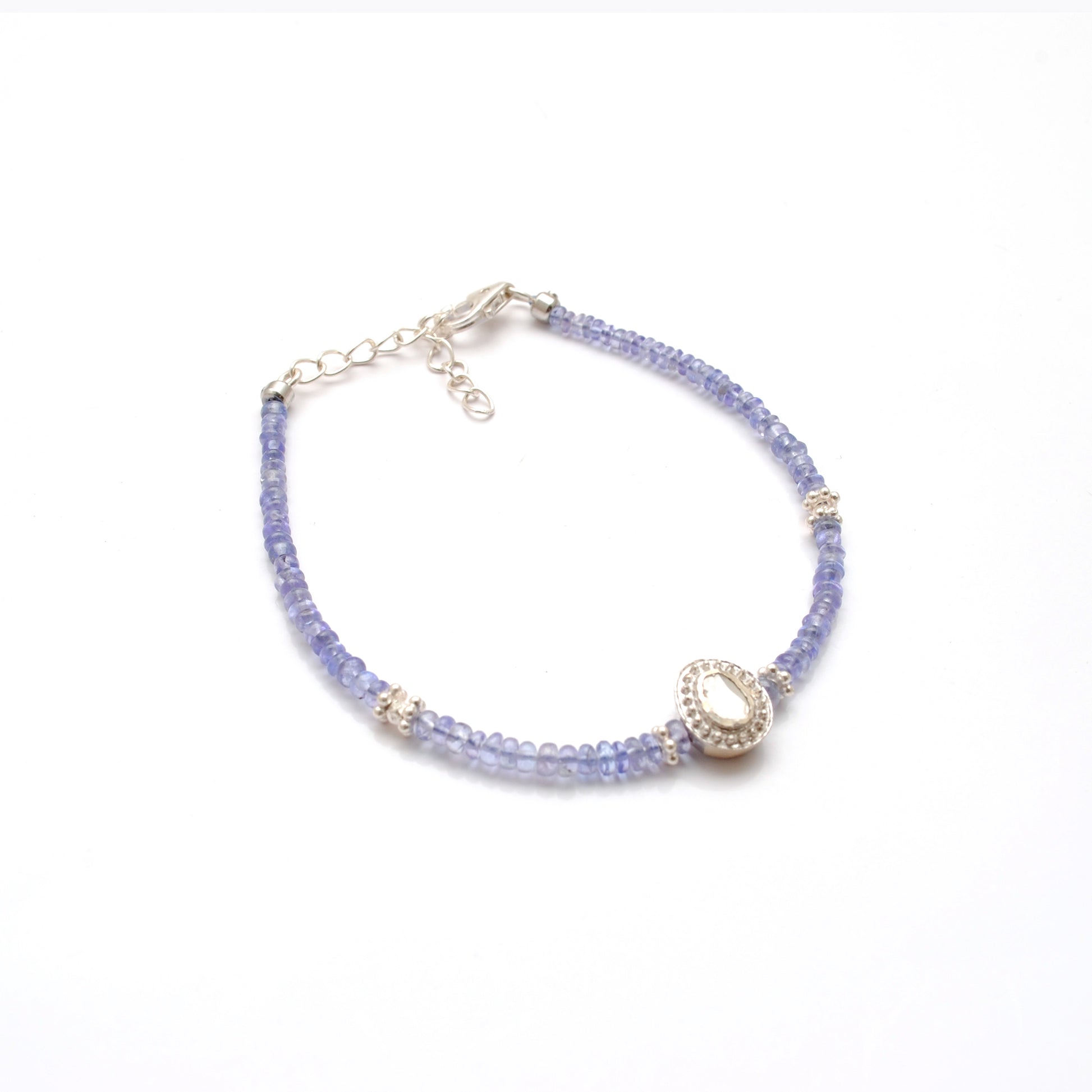 Natural Tanzanite Diamond Bracelet December Birthstone - Overhead View