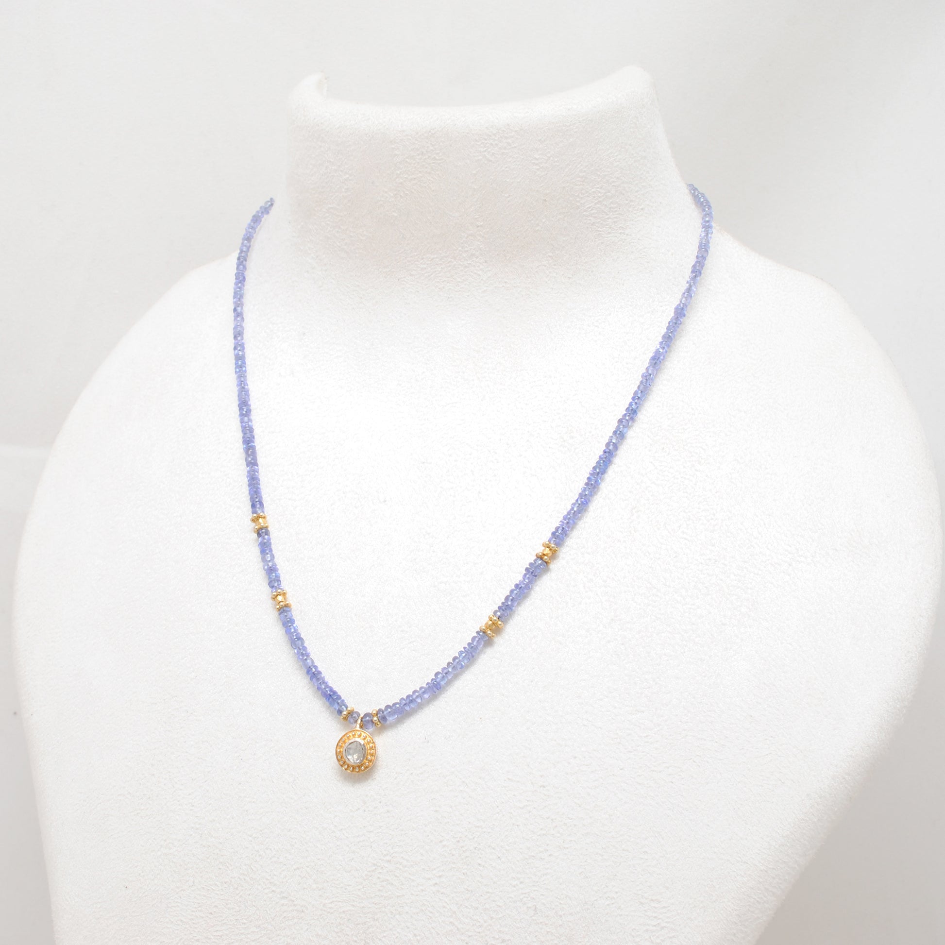 Natural Tanzanite Diamond Pendant Necklace Gift for Her - Top View