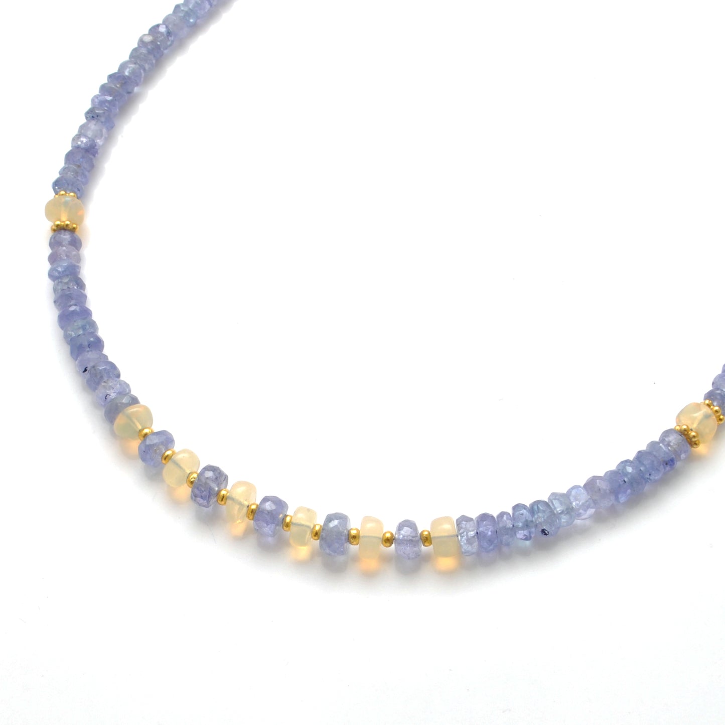 Natural Tanzanite Ethiopian Opal Necklace for Women - Overhead View