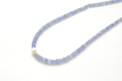 Natural Tanzanite Pearl Necklace December Birthstone Gift - Lifestyle View